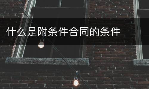 什么是附条件合同的条件