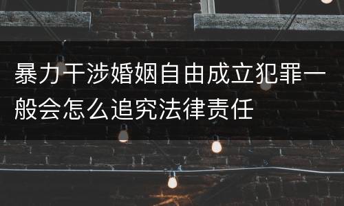 暴力干涉婚姻自由成立犯罪一般会怎么追究法律责任