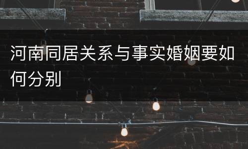 河南同居关系与事实婚姻要如何分别