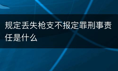 规定丢失枪支不报定罪刑事责任是什么