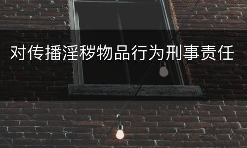 对传播淫秽物品行为刑事责任