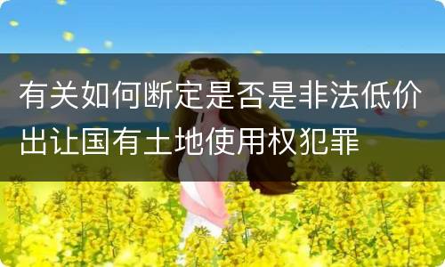 有关如何断定是否是非法低价出让国有土地使用权犯罪