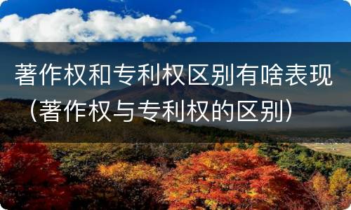 著作权和专利权区别有啥表现（著作权与专利权的区别）