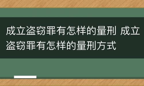 成立盗窃罪有怎样的量刑 成立盗窃罪有怎样的量刑方式
