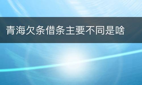青海欠条借条主要不同是啥