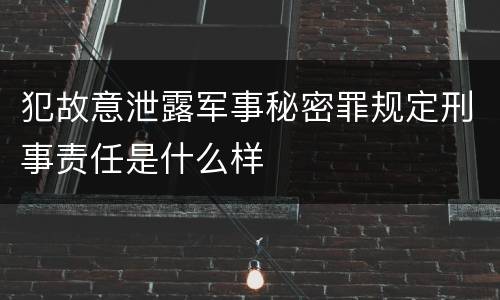 犯故意泄露军事秘密罪规定刑事责任是什么样
