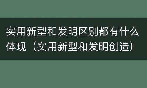实用新型和发明区别都有什么体现（实用新型和发明创造）