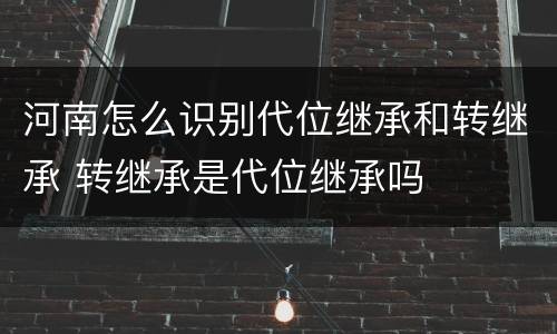 河南怎么识别代位继承和转继承 转继承是代位继承吗