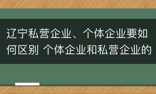 辽宁私营企业、个体企业要如何区别 个体企业和私营企业的区别