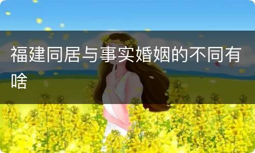 福建同居与事实婚姻的不同有啥