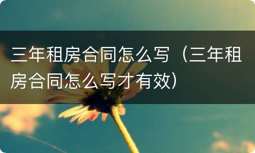 三年租房合同怎么写（三年租房合同怎么写才有效）