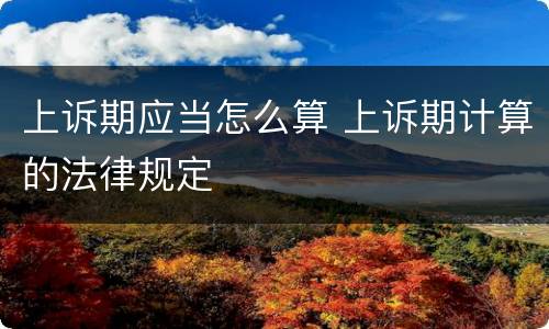 上诉期应当怎么算 上诉期计算的法律规定