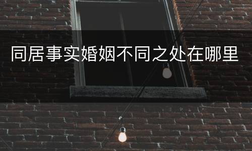 同居事实婚姻不同之处在哪里