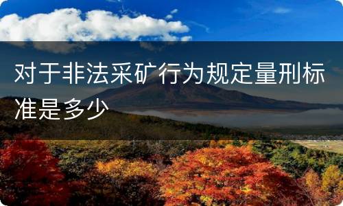 对于非法采矿行为规定量刑标准是多少