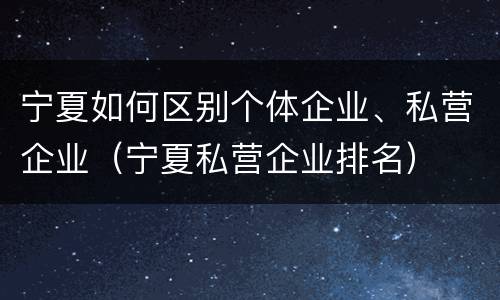 宁夏如何区别个体企业、私营企业（宁夏私营企业排名）