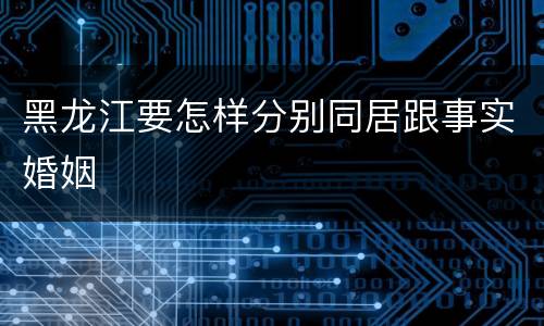 黑龙江要怎样分别同居跟事实婚姻