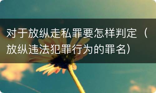 对于放纵走私罪要怎样判定（放纵违法犯罪行为的罪名）