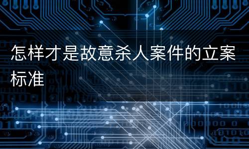 怎样才是故意杀人案件的立案标准