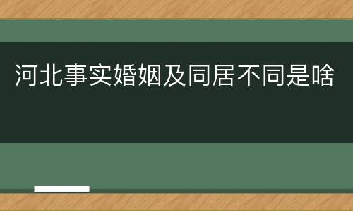 河北事实婚姻及同居不同是啥