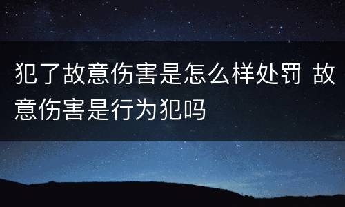 犯了故意伤害是怎么样处罚 故意伤害是行为犯吗