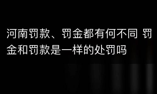 河南罚款、罚金都有何不同 罚金和罚款是一样的处罚吗