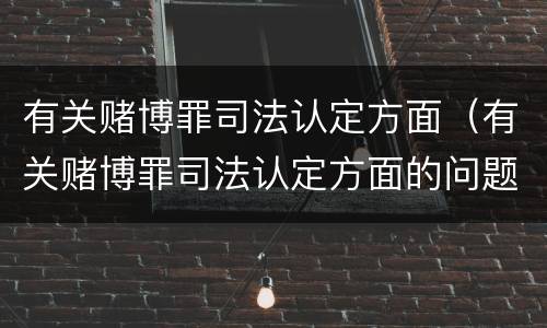 有关赌博罪司法认定方面（有关赌博罪司法认定方面的问题）
