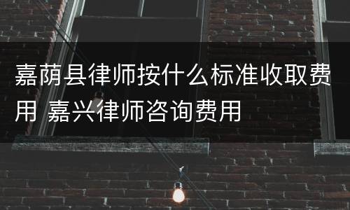 嘉荫县律师按什么标准收取费用 嘉兴律师咨询费用