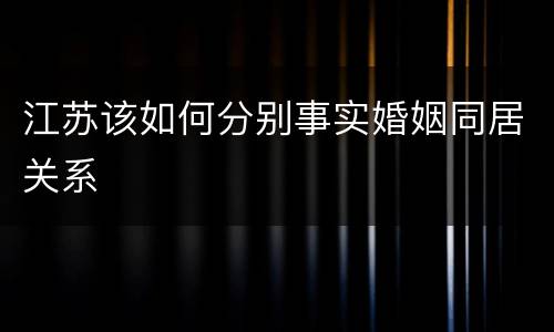 江苏该如何分别事实婚姻同居关系