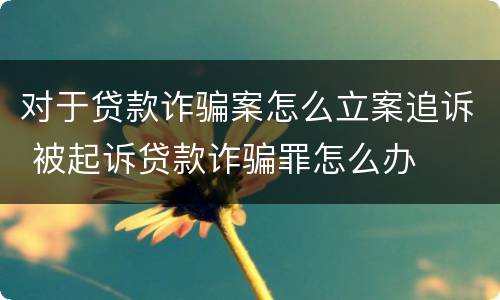 对于贷款诈骗案怎么立案追诉 被起诉贷款诈骗罪怎么办
