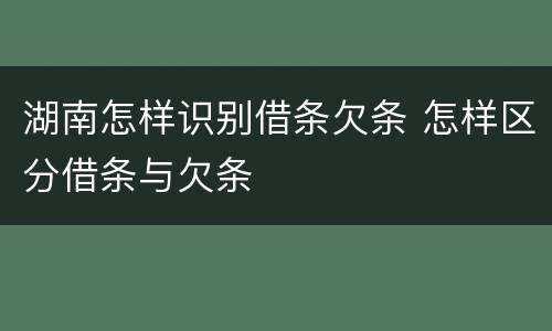 湖南怎样识别借条欠条 怎样区分借条与欠条