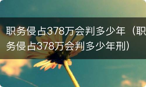 职务侵占378万会判多少年（职务侵占378万会判多少年刑）