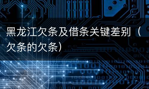 黑龙江欠条及借条关键差别（欠条的欠条）