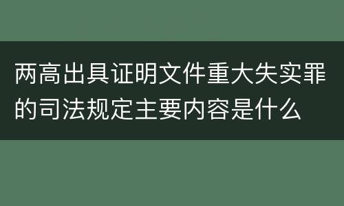 两高出具证明文件重大失实罪的司法规定主要内容是什么
