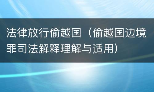 法律放行偷越国（偷越国边境罪司法解释理解与适用）