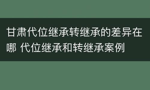 甘肃代位继承转继承的差异在哪 代位继承和转继承案例