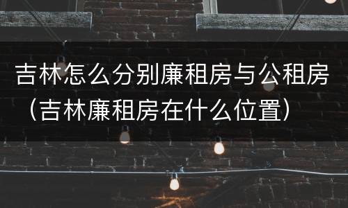 吉林怎么分别廉租房与公租房（吉林廉租房在什么位置）