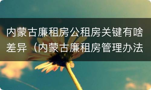 内蒙古廉租房公租房关键有啥差异（内蒙古廉租房管理办法）
