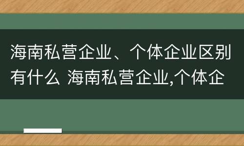 海南私营企业、个体企业区别有什么 海南私营企业,个体企业区别有什么特点