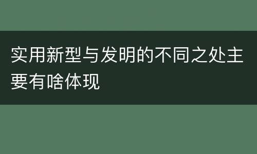 实用新型与发明的不同之处主要有啥体现