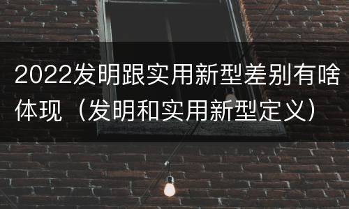 2022发明跟实用新型差别有啥体现（发明和实用新型定义）