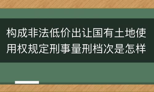 构成非法低价出让国有土地使用权规定刑事量刑档次是怎样