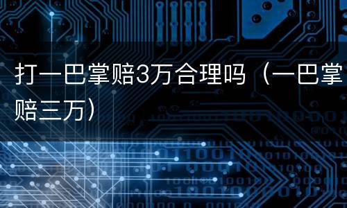 打一巴掌赔3万合理吗（一巴掌赔三万）