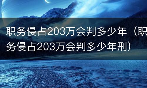 职务侵占203万会判多少年（职务侵占203万会判多少年刑）