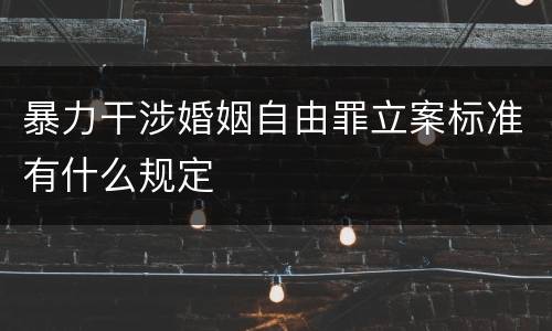 暴力干涉婚姻自由罪立案标准有什么规定
