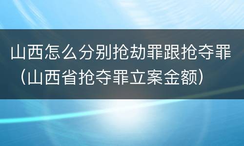 山西怎么分别抢劫罪跟抢夺罪（山西省抢夺罪立案金额）