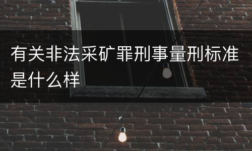 有关非法采矿罪刑事量刑标准是什么样