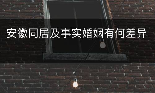 安徽同居及事实婚姻有何差异