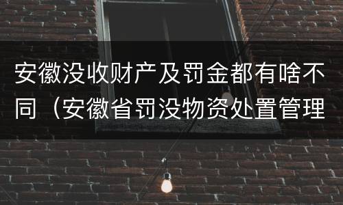 安徽没收财产及罚金都有啥不同（安徽省罚没物资处置管理办法）