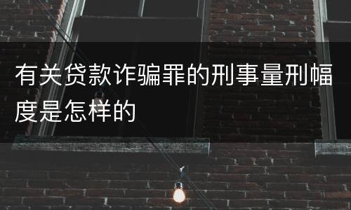 有关贷款诈骗罪的刑事量刑幅度是怎样的
