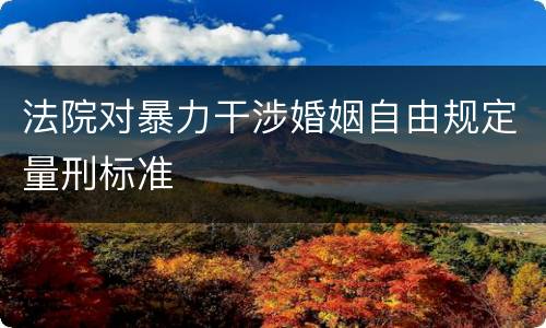 法院对暴力干涉婚姻自由规定量刑标准